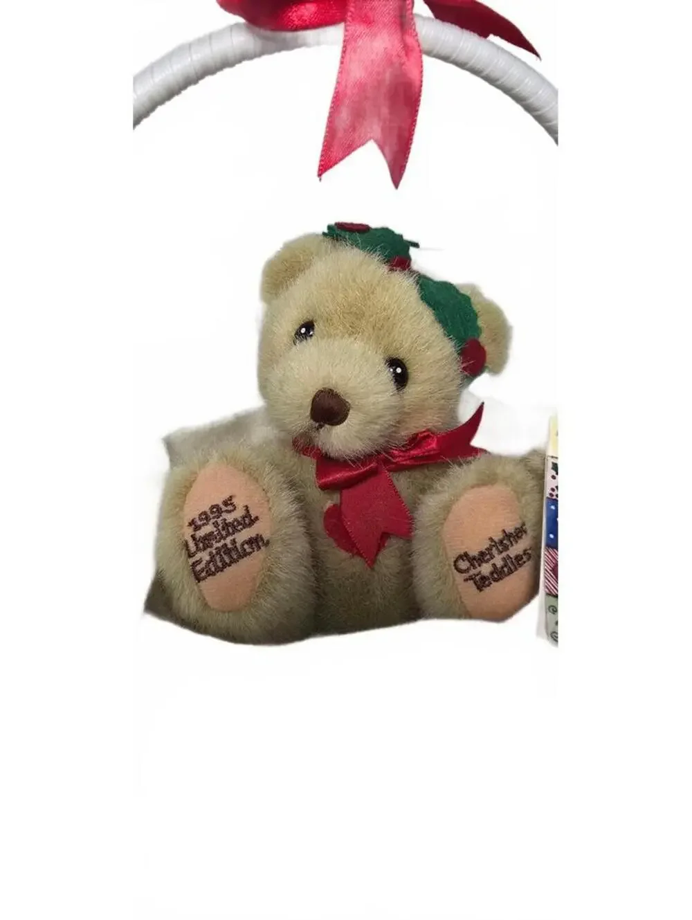 Cherished Teddies Limited Edition 1995 Baby Christmas Bear in Basket w/tags